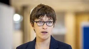 epa10072016 German Minister of State for Europe Anna Luhrmann talks to the media as she arrives for for the European Affairs Ministerial Meeting in Prague, Czech Republic, 15 July 2022. EPA/MARTIN DIVISEK/Martin Divisek