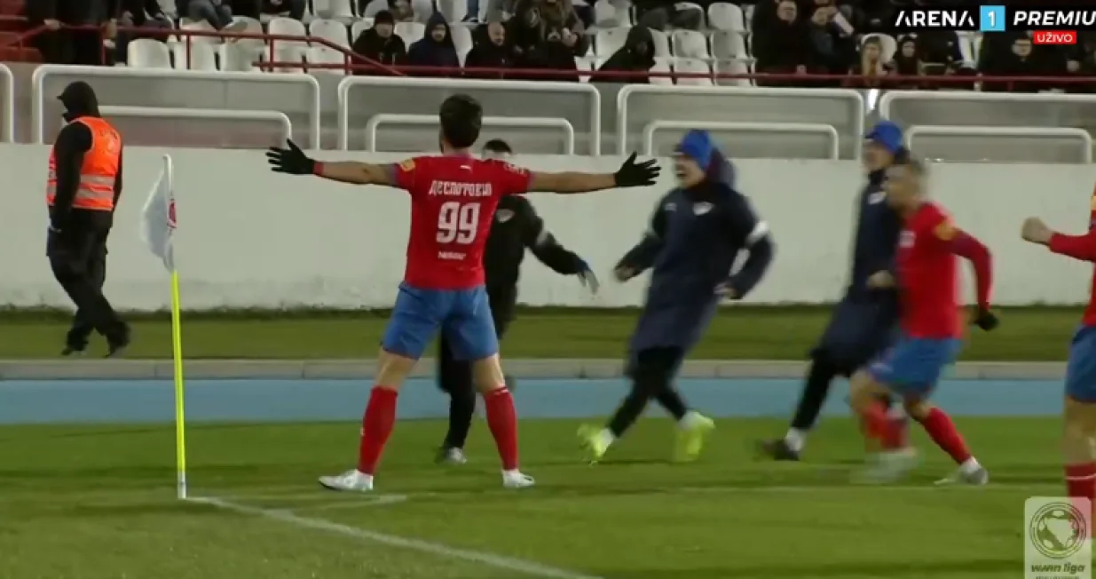 Gol Despotovića za 1:0 (FOTO: Screenshot/Arena Sport)