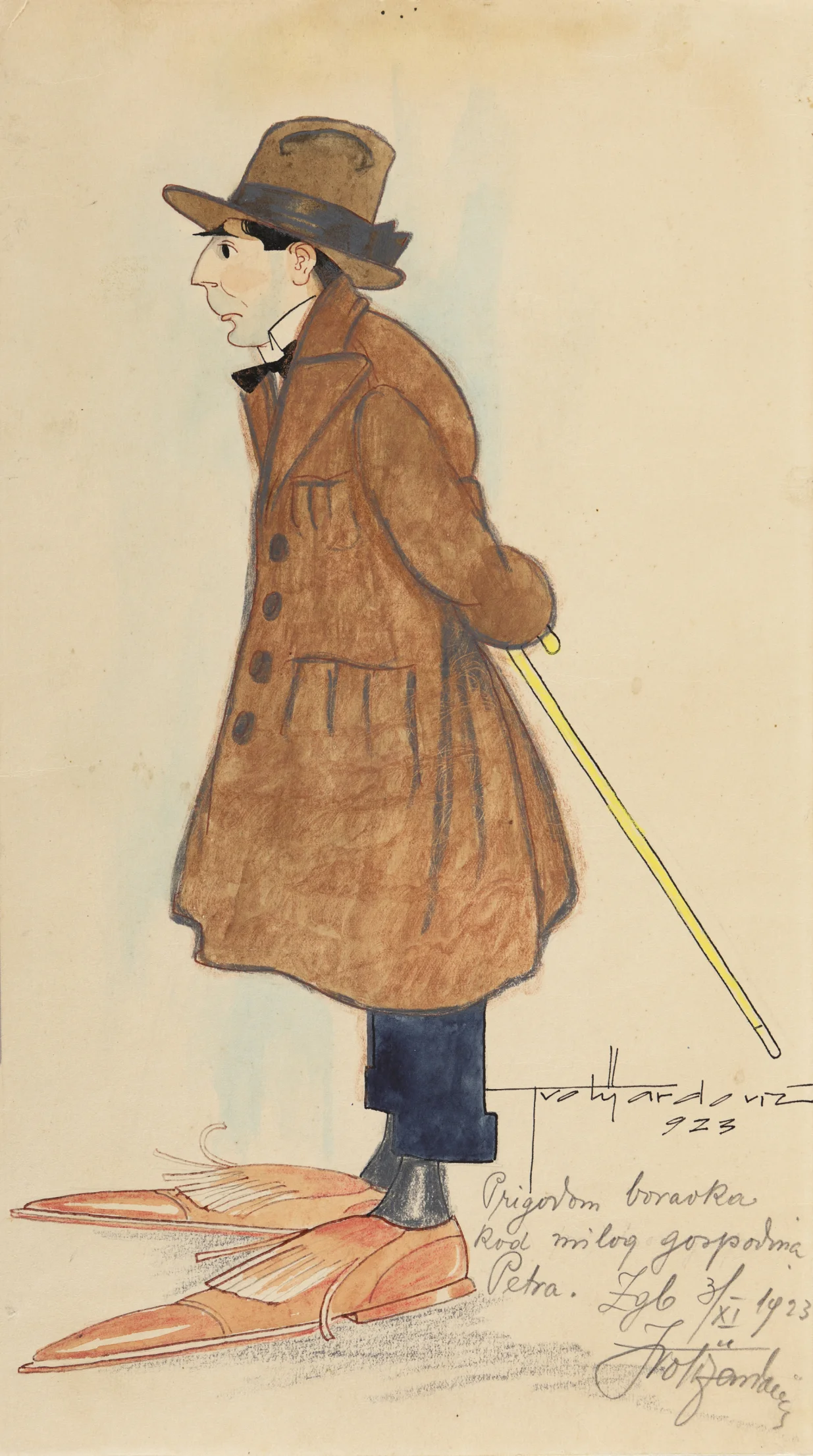 Karikatura Petra Mitrovića, 1923, Galerija umjetnina /ROBERT MATIĆ/