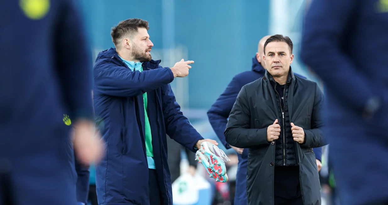 Bruno Petković i Fabio Cannavaro (FOTO: Luka Stanzl/PIXSELL)