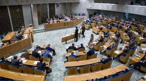 epa10198980 The plenary hall during the second day of the General Political Reflections, the debate after the Speech from the Throne on Budget Day, in The Hague, The Netherlands, 22 September 2022. After the response of the House of Representatives to the budget presented by the outgoing cabinet on Budget Day, it is Rutte's turn to respond. EPA/BART MAAT/Bart Maat