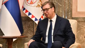 22, November, 2024, Belgrade - President of the Republic of Serbia Aleksandar Vucic met with the Prime Minister of North Macedonia Hristijan Mickoski at the Presidency of Serbia. Aleksandar Vucic. Photo: L. L./ATAImages22, novembar, 2024, Beograd - Predsednik Republike Srbije Aleksandar Vucic sastao se sa predsednikom Vlade Severne Makedonije Hristijanom Mickoskim u predsednistvu Srbije. Photo: L. L./ATAImages Photo: L.L./ATAImages/PIXSELL/L.l./ataimages/pixsell