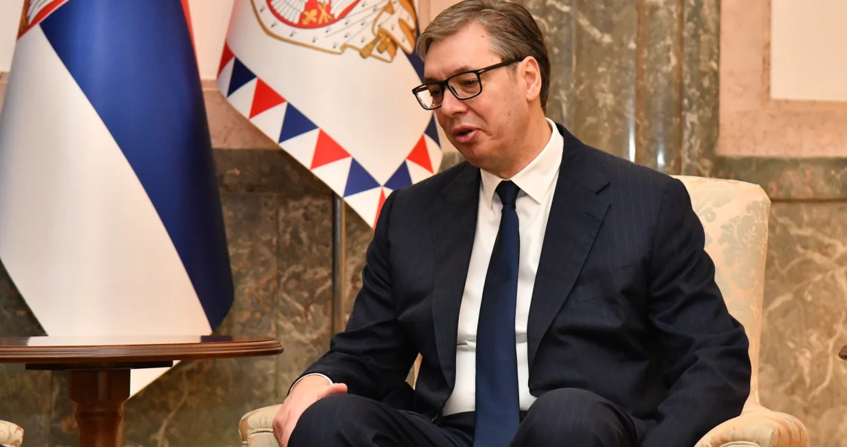 22, November, 2024, Belgrade - President of the Republic of Serbia Aleksandar Vucic met with the Prime Minister of North Macedonia Hristijan Mickoski at the Presidency of Serbia. Aleksandar Vucic. Photo: L. L./ATAImages22, novembar, 2024, Beograd - Predsednik Republike Srbije Aleksandar Vucic sastao se sa predsednikom Vlade Severne Makedonije Hristijanom Mickoskim u predsednistvu Srbije. Photo: L. L./ATAImages Photo: L.L./ATAImages/PIXSELL/L.l./ataimages/pixsell