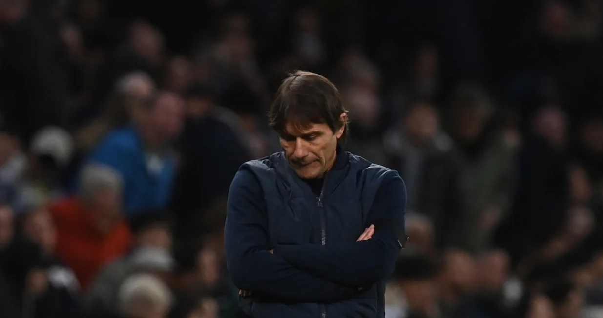 epa10385577 Tottenham manager Antonio Conte reacts during the English Premier League soccer match between Tottenham Hotspur and Aston Villa in London, Britain, 01 January 2023. EPA/Neil Hall EDITORIAL USE ONLY. No use with unauthorized audio, video, data, fixture lists, club/league logos or 'live' services. Online in-match use limited to 120 images, no video emulation. No use in betting, games or single club/league/player publications