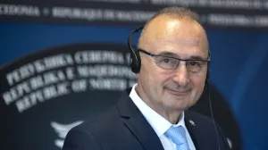 epa10013998 Croatian Minister of Foreign and European Affairs Gordan Grlic Radman accompanied by his North Macedonian counterpart (not pictured) during a joint press conference in Skopje, Republic of North Macedonia 15 June 2022. The Minister of Foreign and European Affairs of Croatia arrived in an official visit to North Macedonia. EPA/GEORGI LICOVSKI/Georgi Licovski