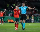 Referee Slavko Vincic gestures during the UEFA Nations League Quarterfinal Leg Two match between Portugal and Denmark at Estadio Jose Alvalade. (Final score: Portugal 5 - 2 Denmark) (Photo by David Martins/SOPA Images/Sipa USA) Photo: SOPA Images/SIPA USA