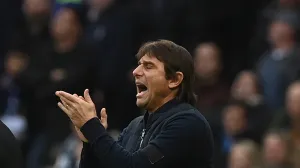 epa10385379 Tottenham manager Antonio Conte reacts during the English Premier League soccer match between Tottenham Hotspur and Aston Villa in London, Britain, 01 January 2023. EPA/Neil Hall EDITORIAL USE ONLY. No use with unauthorized audio, video, data, fixture lists, club/league logos or 'live' services. Online in-match use limited to 120 images, no video emulation. No use in betting, games or single club/league/player publications