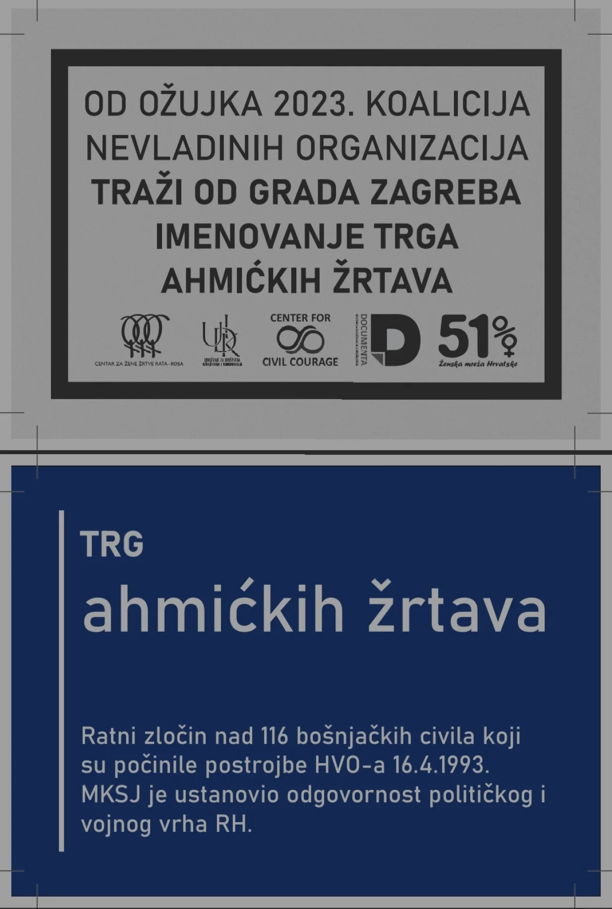 Trg ahmićkih žrtava, Zagreb, letak/