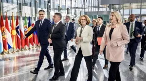 Članovi Predsjedništva BiH - Šekerinska - NATO Deputy Secretary General, Radmila Shekerinska hosts the Chair and members of the Tripartite Presidency of Bosnia and Herzegovina, Željka Cvijanović, Željko Komšić, and Denis Bećirović, at NATO Headquarters/Nato