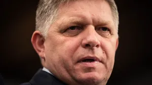 epa09914053 Slovakia's former prime minister and chair of Smer party Robert Fico during a press conference during a Parliament session to approve a request by the prosecutor's office to take him into police custody, in Bratislava, Slovakia, 28 April 2022. Fico stands accused of a number of crimes, with the allegations against him dating back to the time when he served as prime minister. His one-time right-hand man and former interior minister Kalinak was also charged as part of a police operation codenamed Twilight. EPA/JAKUB GAVLAK/Jakub Gavlak