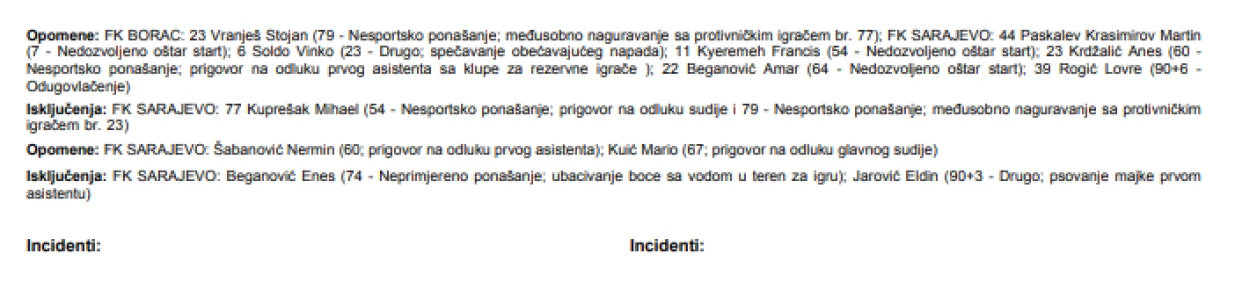 Objašnjenje isključenja Mihaela Kuprešaka (Screenshot: comet.nsbih.ba)