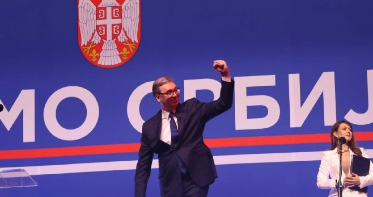 Aleksandar Vučić, predsjednik Srbije, na mitingu u Beogradu/Borislav Zdrinja