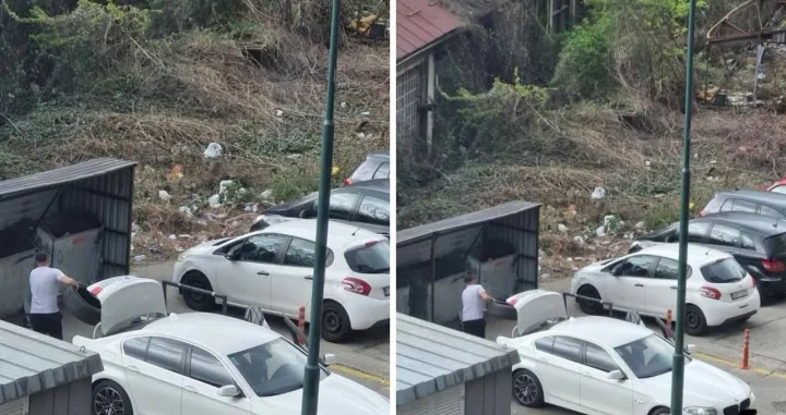 Odlaganje gume u kontejner/Kjkp Rad 