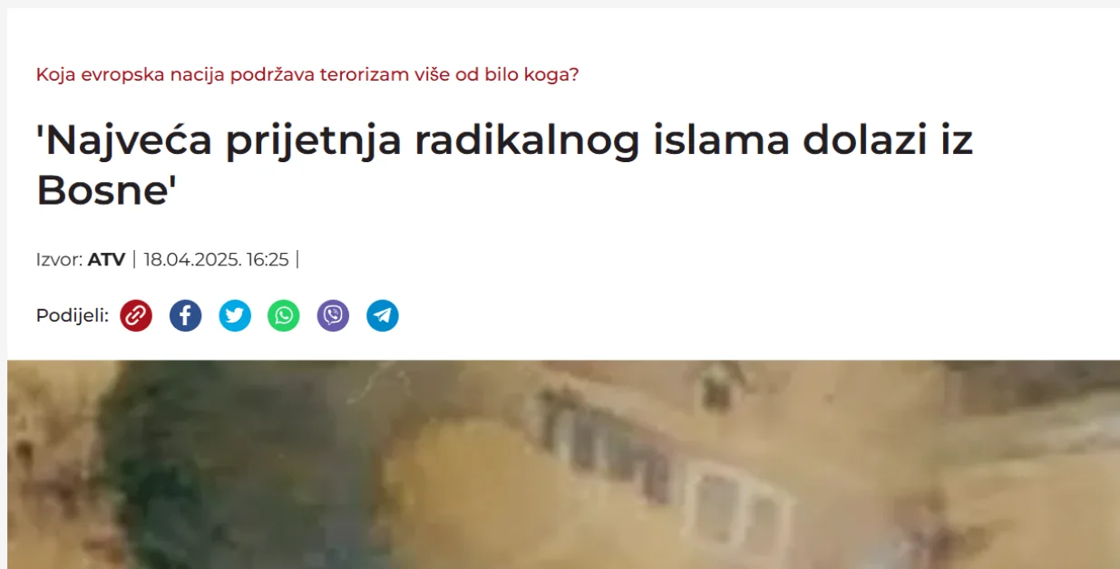 Radikalni islam, Bošnjaci, tekst ATV-a/Prtsc