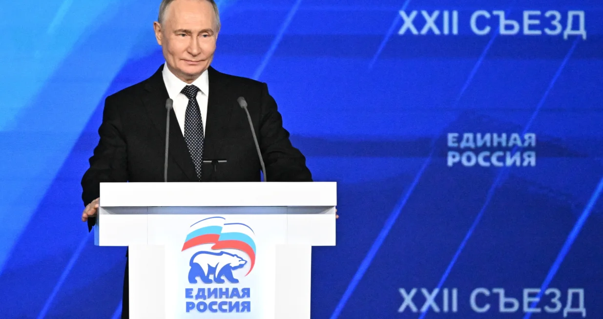 RUSSIA, MOSCOW - DECEMBER 14, 2024: Russia's President Vladimir Putin addresses a federal congress of the United Russia party at the Russia National Centre. Sergei Bobylev/POOL/TASS/Sipa USA Photo: Tass/SIPA USA/Tass/sipa Usa