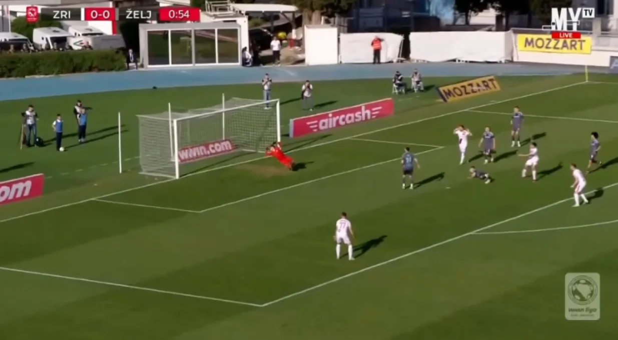 Fran Topić postiže pogodak za Zrinjski u prvoj minuti (FOTO: Screenshot - MY TV)