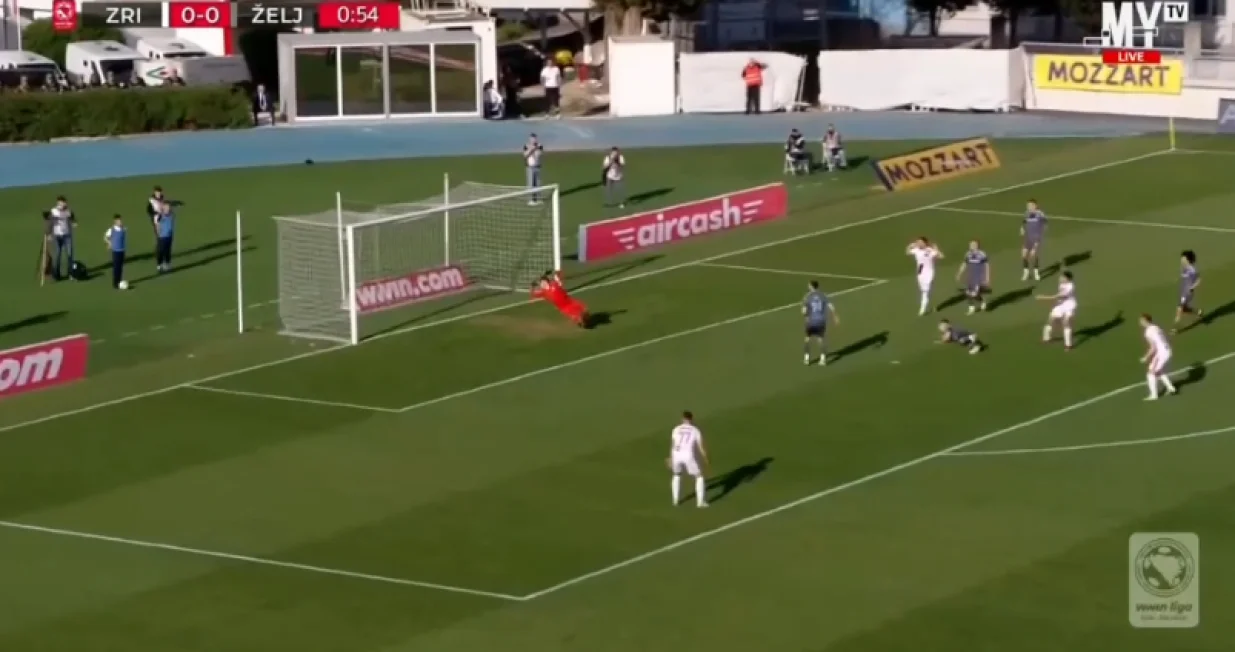 Fran Topić postiže pogodak za Zrinjski u prvoj minuti (FOTO: Screenshot - MY TV)