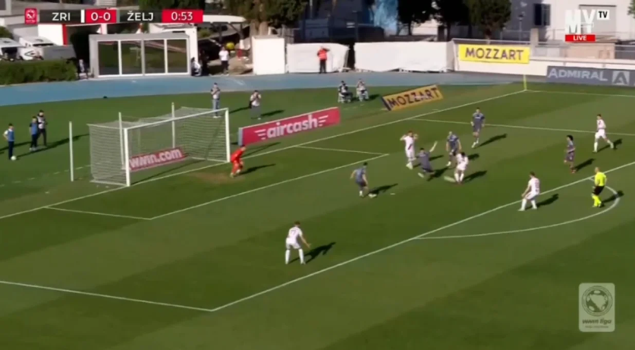 Fran Topić postiže pogodak za Zrinjski u prvoj minuti (FOTO: Screenshot - MY TV)