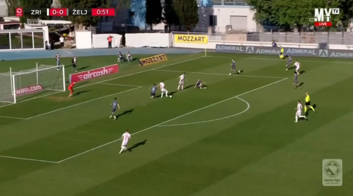 Fran Topić postiže pogodak za Zrinjski u prvoj minuti (FOTO: Screenshot - MY TV)