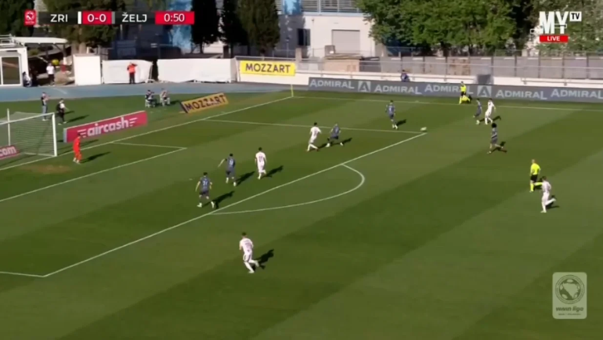 Fran Topić postiže pogodak za Zrinjski u prvoj minuti (FOTO: Screenshot - MY TV)