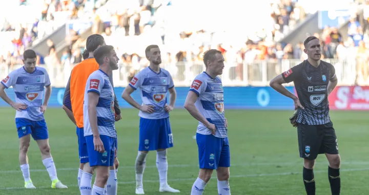 19.04.2025., stadion Opus Arena, Osijek - SuperSport HNL, 30. kolo, NK Osijek - HNK Gorica. Marko Soldo, Arnel Jakupovic, Vedran Jugovic i Marko Malenica Photo: Borna Jaksic/PIXSELL