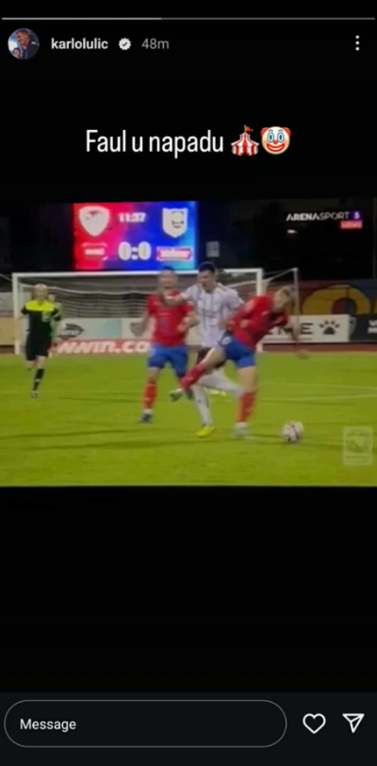 Karlo Lulić objava na Instagramu