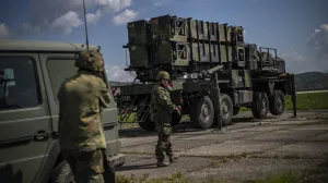 epa09937886 German soldiers prepare to show it works at the launching station of NATO's Patriot missile air defense system operated by German army unit Flugabwehrraketengruppe 26 (Air Defense Artillerie) placed at Sliac airbase in Sliac, central Slovakia, 10 May 2022. A Dutch-German air and missile defence forces deployed Patriot system in spring 2022 to reinforce defence capabilities on Eastern NATO border following Russia's military invasion in Ukraine, as mainly military mission is protection of Sliac air base and additional assets. NATO multinational air missile defence task force Slovakia operate on the site with 240 German soldiers and with 130 Dutch soldiers. EPA/MARTIN DIVISEK/Martin Divisek