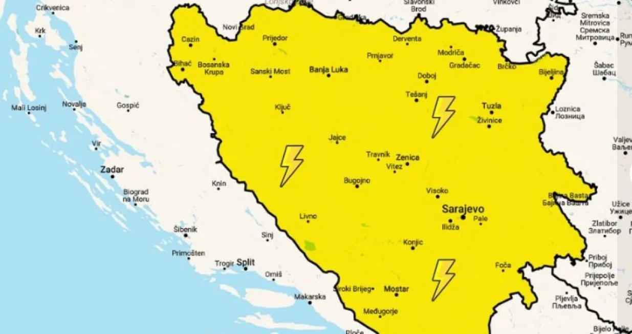Vremenska prognoza za 22.4.2025. godine, vrijeme, pljuskovi, promjena vremena, grmljavina/Bh Meteo