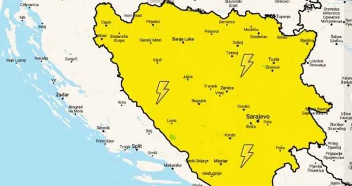 Vremenska prognoza za 22.4.2025. godine, vrijeme, pljuskovi, promjena vremena, grmljavina/Bh Meteo
