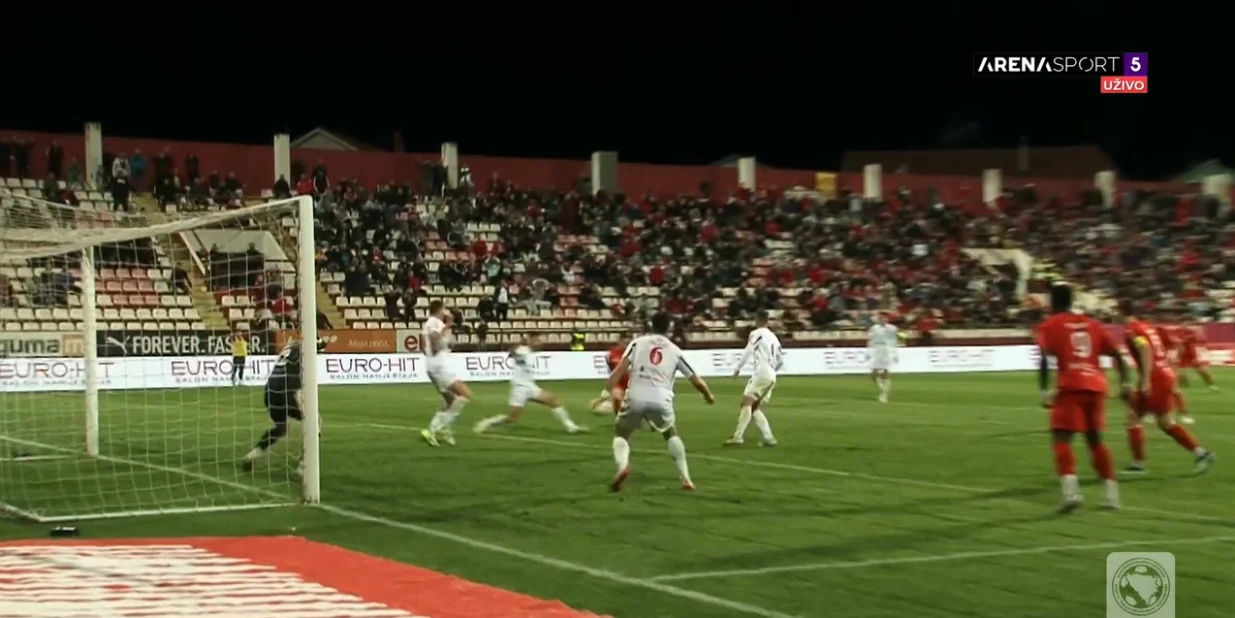 Gol Mlinarića za izjednačenje Veleža protiv Igmana (FOTO: Screenshot/Arenasport)