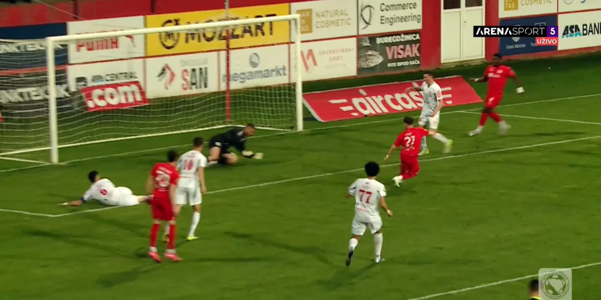 Gol Đurića za preokret Veleža protiv Igmana (FOTO: Screenshot/Arenasport)