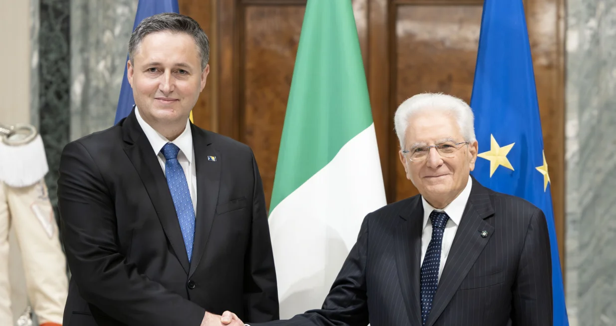 Il Presidente della Repubblica Sergio Mattarella con Denis Bećirović,Presidente di turno della Presidenza tripartita di Bosnia Erzegovina,in visita Ufficiale/Francesco Ammendola