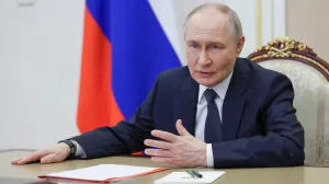 Russian President Vladimir Putin chairs a meeting with members of the Security Council via a video link in Moscow, Russia, April 1, 2025. Sputnik/Sergei Ilyin/Pool via REUTERS ATTENTION EDITORS - THIS IMAGE WAS PROVIDED BY A THIRD PARTY./Sergei Ilyin
