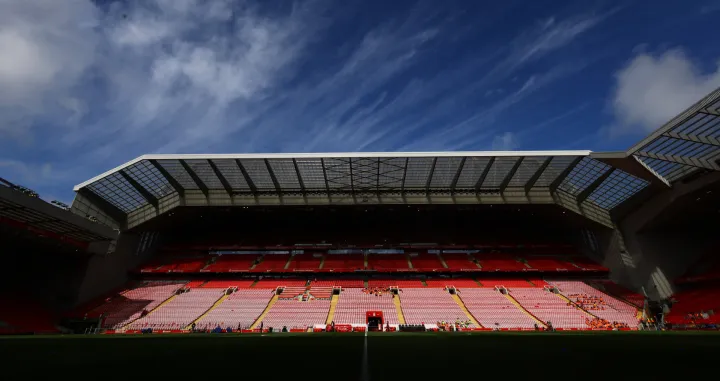 Soccer Football - Premier League - Liverpool v West Ham United - Anfield, Liverpool, Britain - April 13, 2025 General view inside the stadium before the match REUTERS/David Klein EDITORIAL USE ONLY. NO USE WITH UNAUTHORIZED AUDIO, VIDEO, DATA, FIXTURE LISTS, CLUB/LEAGUE LOGOS OR 'LIVE' SERVICES. ONLINE IN-MATCH USE LIMITED TO 120 IMAGES, NO VIDEO EMULATION. NO USE IN BETTING, GAMES OR SINGLE CLUB/LEAGUE/PLAYER PUBLICATIONS. PLEASE CONTACT YOUR ACCOUNT REPRESENTATIVE FOR FURTHER DETAILS..
