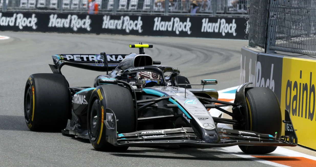 Formula One F1 - Miami Grand Prix - Miami International Autodrome, Miami, Florida, United States - May 2, 2025 Mercedes' Andrea Kimi Antonelli during practice REUTERS/Brian Snyder