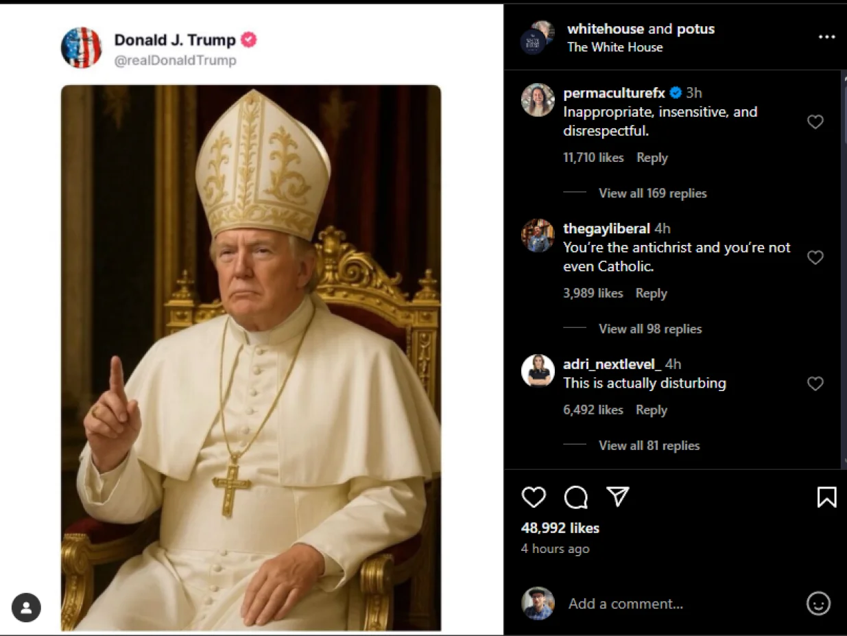 instagram, bijela kuća, donald trump, papa/Screenshot