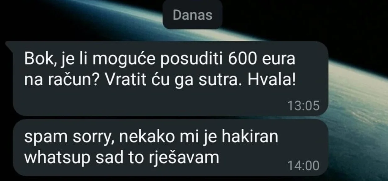 Jedna od poruka koja kruži aplikacijom/Večernji list/