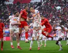 Soccer Football - Bundesliga - RB Leipzig v Bayern Munich - Red Bull Arena, Leipzig, Germany - May 3, 2025 Bayern Munich's Eric Dier scores their first goal REUTERS/Annegret Hilse DFL REGULATIONS PROHIBIT ANY USE OF PHOTOGRAPHS AS IMAGE SEQUENCES AND/OR QUASI-VIDEO.