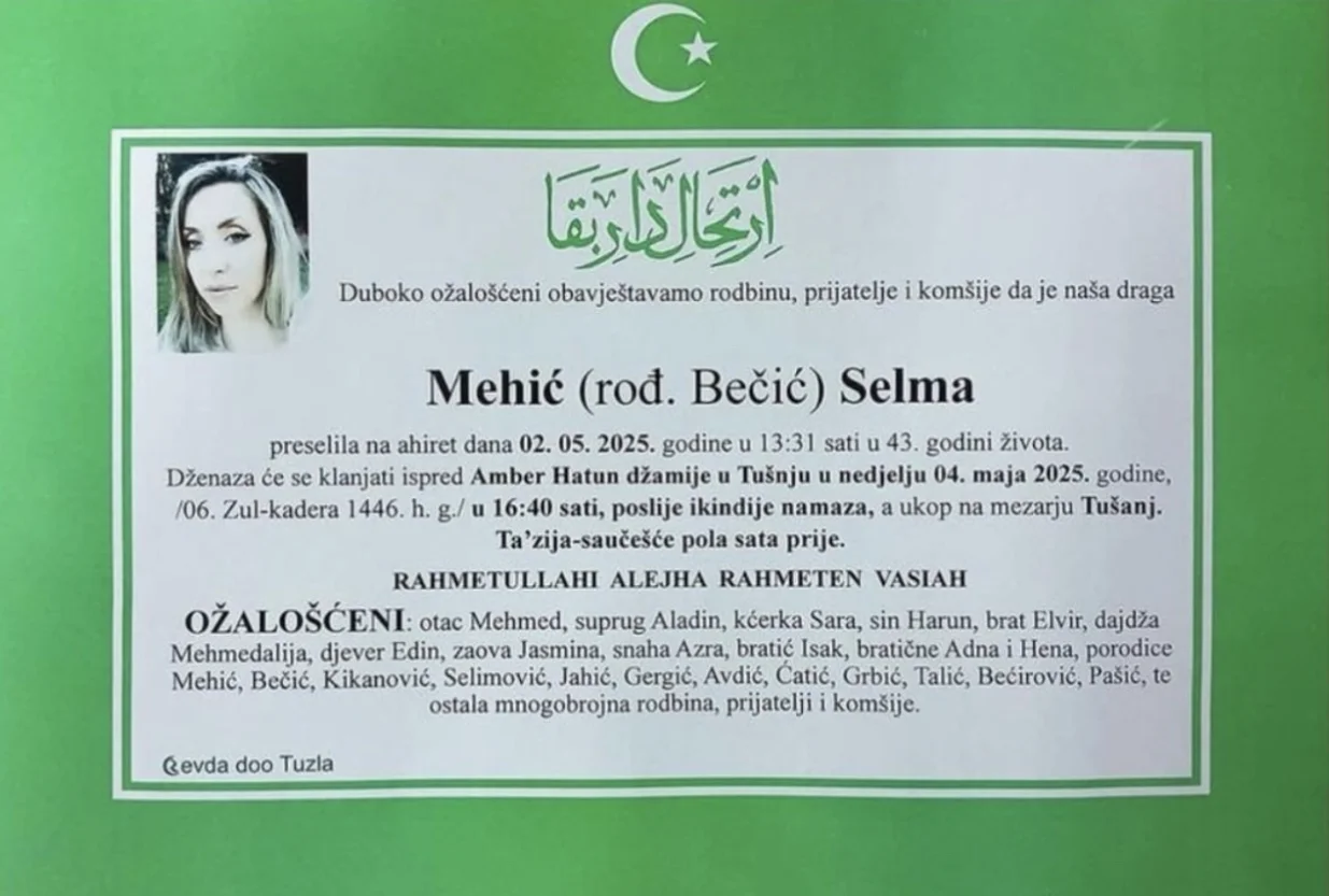 Preminula Selma Mehić iz Tuzle/