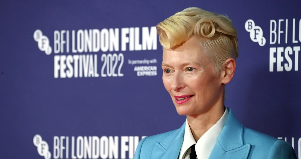 epa10228186 British actor Tilda Swinton on the red carpet at the premiere of 'The Eternal Daughter' during the BFI London Film Festival, in London, Britain, 06 October 2022. The London Film Festival runs from 05 to 16 October 2022. EPA/ANDY RAIN/Andy Rain