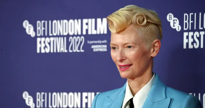 epa10228186 British actor Tilda Swinton on the red carpet at the premiere of 'The Eternal Daughter' during the BFI London Film Festival, in London, Britain, 06 October 2022. The London Film Festival runs from 05 to 16 October 2022. EPA/ANDY RAIN/Andy Rain