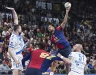 Mevyn Richardson of FC Barcelona during the EHF Champions League, Quarter Final, Second leg handball match between FC Barcelona and SC PICK Szeged on 1 May 2025 at Palau Blaugrana in Barcelona, Spain (Photo by /Sipa USA) Photo: IPA/SIPA USA