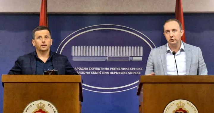 Nebojša Vukanović i Ognjen Bodiroga, press nakon sjednice Kolegija NSRS-a/Fena