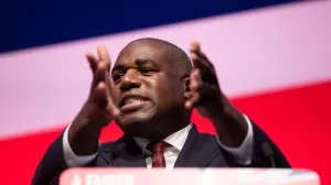 epa10209827 Shadow Secretary of State for Foreign, Commonwealth and Development Affairs David Lammy addresses the Labour Party Conference in Liverpool, Britain, 27 September 2022. EPA/ADAM VAUGHAN/Adam Vaughan