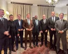 Edin Forto (Naša stranka), Nebojša Vukanović (Lista za pravdu i red), Nermin Nikšić (SDP), Draško Stanivuković (PDP), Milan Miličević (SDS), Elmedin Konaković (NiP), šef britanske diplomatije David Lammy i ambasador Velike Britanije u BiH Julian Reilly//