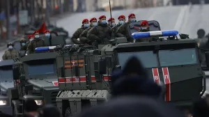 Na Crvenom trgu u Moskvi održana je proba vojne parade koja će biti održana povodom obilježavanja 76. godišnjice pobjede nad fašizmom. Ceremonija se održava 9. maja, a u toku su pripreme. Ruska vojna vozila prošla su poznatim Crvenim trgom. (Sefa Karacan - Anadolu Agency)/Sefa Karacan