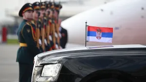 Moskva, Rusija - 8. maj 2025:Predsjednik Srbije Aleksandar Vučić doputovao je u srijedu u Moskvu gdje će prisustvovati paradi povodom Dana pobjede i održati bilateralne sastanke (Ilya Pitalev - Anadolu Agency)/