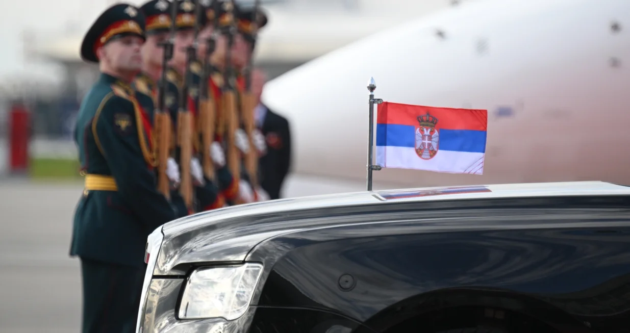 Moskva, Rusija - 8. maj 2025:Predsjednik Srbije Aleksandar Vučić doputovao je u srijedu u Moskvu gdje će prisustvovati paradi povodom Dana pobjede i održati bilateralne sastanke (Ilya Pitalev - Anadolu Agency)/