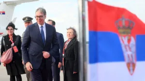 Moskva, Rusija - 8. maj 2025:Predsjednik Srbije Aleksandar Vučić doputovao je u srijedu u Moskvu gdje će prisustvovati paradi povodom Dana pobjede i održati bilateralne sastanke (Ilya Pitalev - Anadolu Agency)/