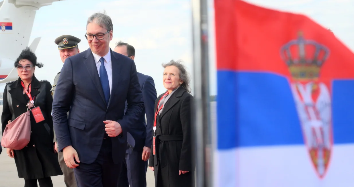 Moskva, Rusija - 8. maj 2025:Predsjednik Srbije Aleksandar Vučić doputovao je u srijedu u Moskvu gdje će prisustvovati paradi povodom Dana pobjede i održati bilateralne sastanke (Ilya Pitalev - Anadolu Agency)/